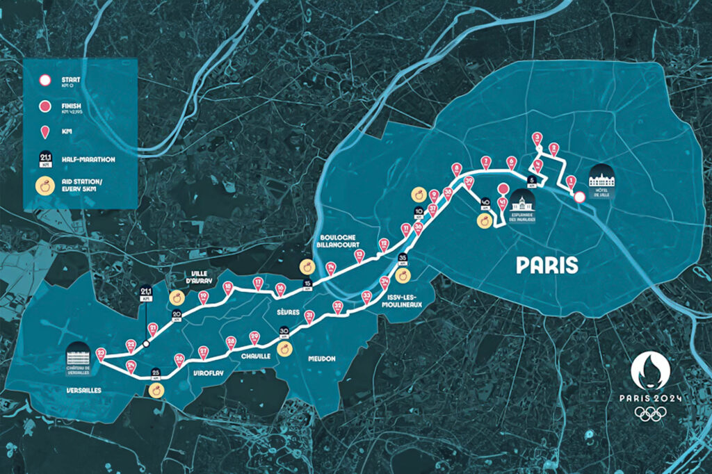 Il percorso ufficiale della maratona olimpica di Parigi 2024