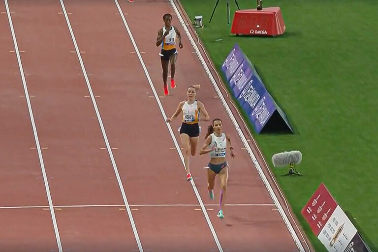 Nadia Battocletti al traguardo di Rabat (foto video RaiPlay)