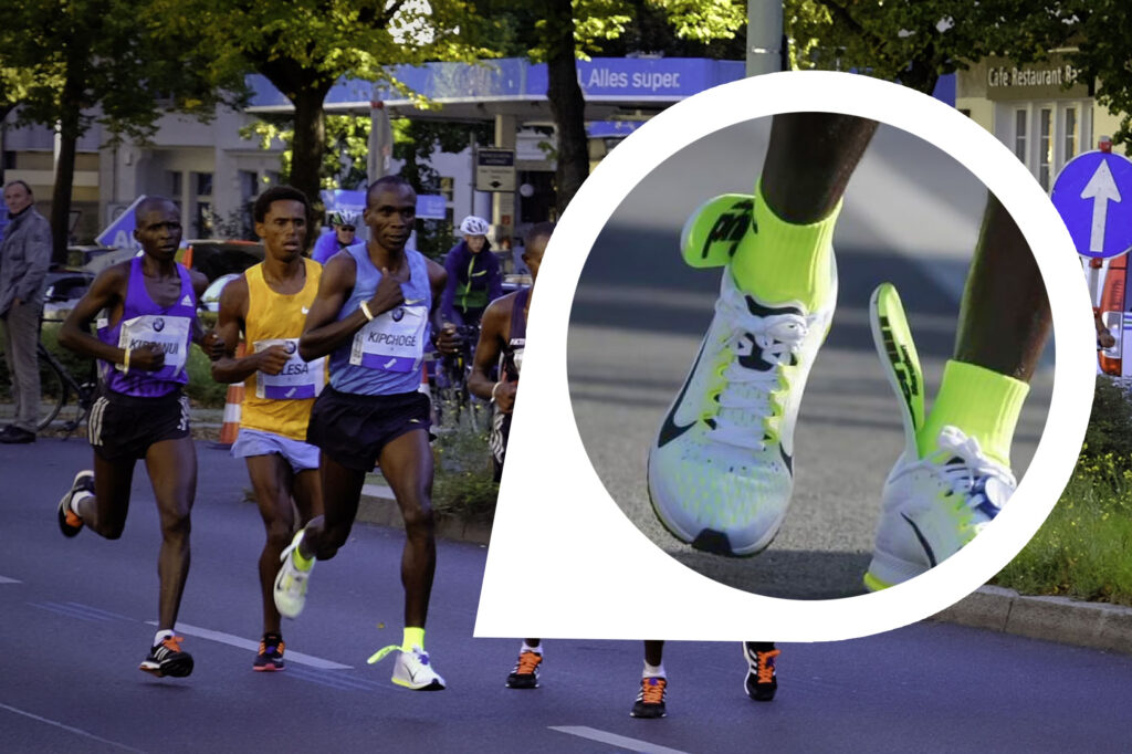 Le Nike Streak 6 di Eliud Kipchoge alla maratona di Berlino 2015 (foto PrairieIce60, via Wikimedia Commons)