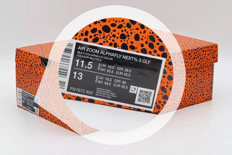 L'etichetta taglie delle scarpe Nike