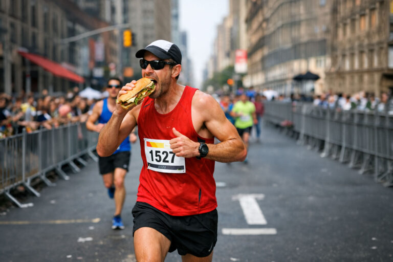 Un runner si "integra" in... gara (foto AI)