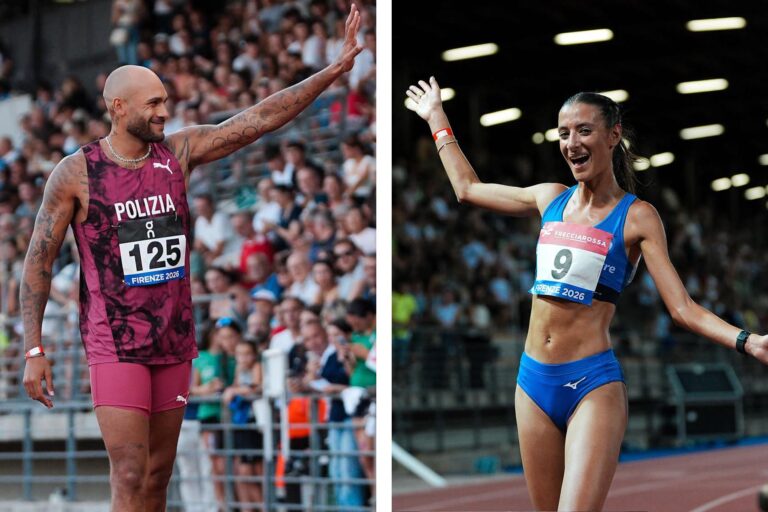 Marcell Jacobs e Nadia Battocletti (foto Grana/Fidal)