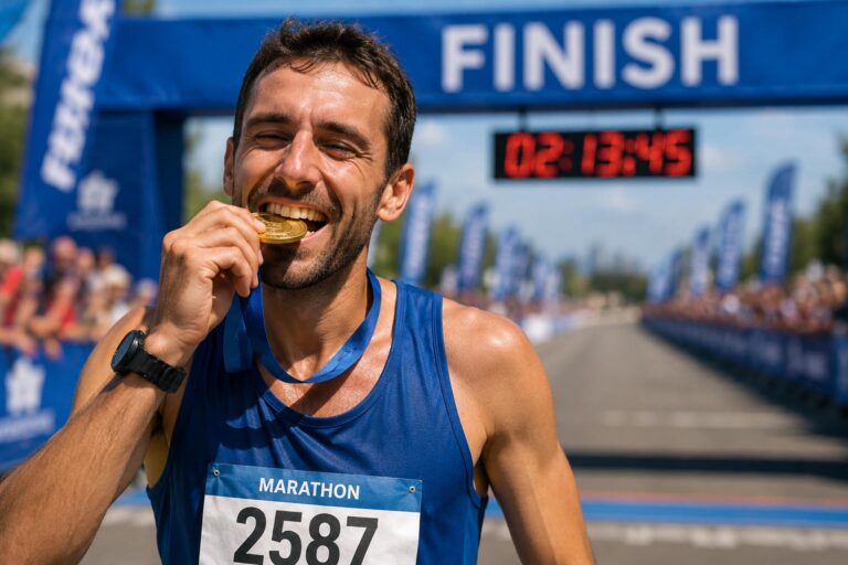 Perché tutti mordono la medaglia? La vera storia di uno dei gesti più amati dai runner Immagine TRC