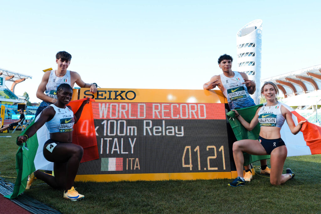 Edwin Fermin Galvan, Elisa Valensin, Francesco Pagliarini e Kelly Doualla (immagine Fidal/Sportmedia)